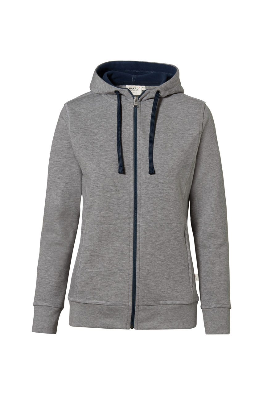 Hakro, Damen-Kapuzenjacke Bonded, grau meliert/tinte