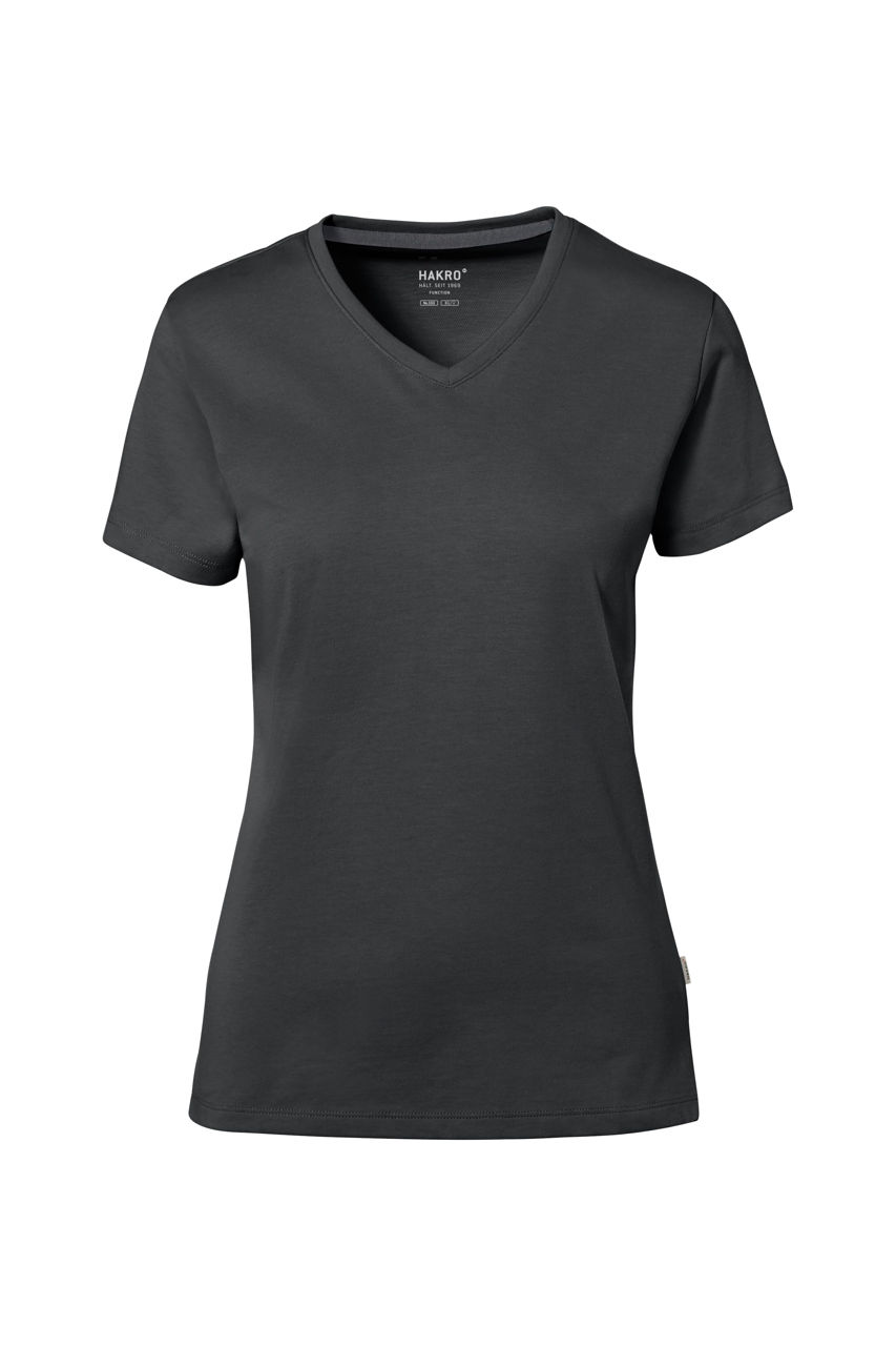 Hakro, Damen-V-Shirt Cotton-Tec, anthrazit