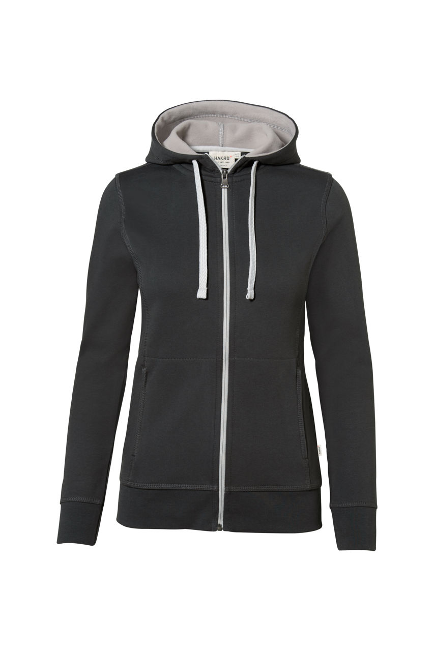 Hakro, Damen-Kapuzenjacke Bonded, anthrazit/silber