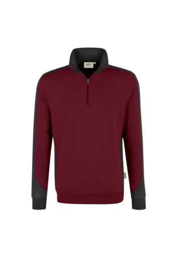 Hakro, Zip-Sweatshirt Contrast Performance, weinrot/anthrazi