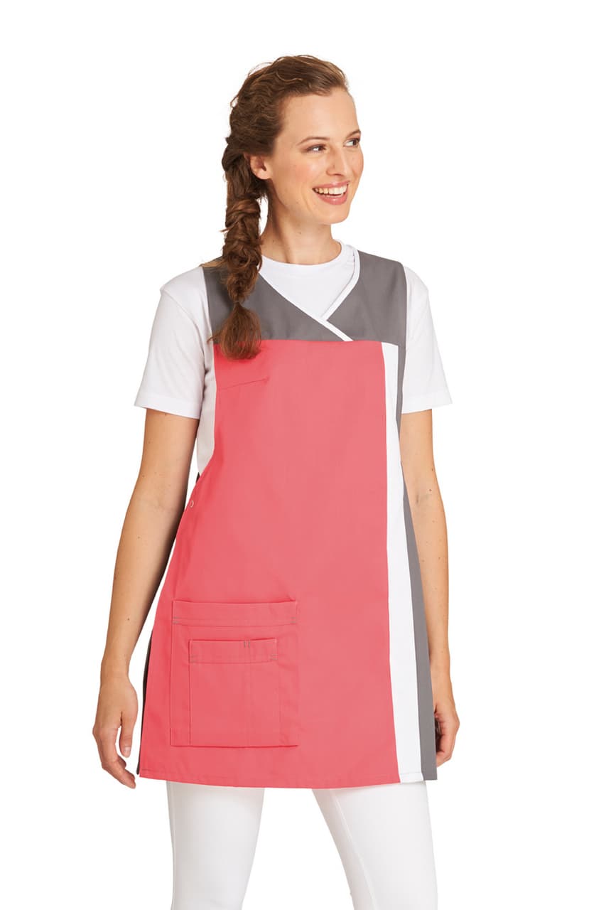 Leiber, Überwurfschürze, dunkelrosa/grau