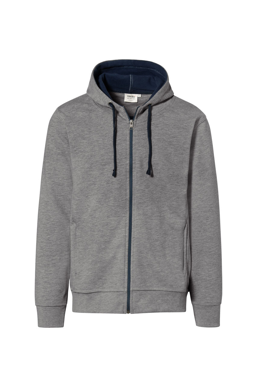 Hakro, Kapuzenjacke Bonded, grau meliert/tinte