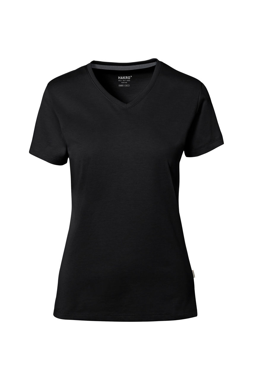 Hakro, Damen-V-Shirt Cotton-Tec, schwarz